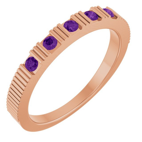 14K Rose Natural Amethyst Stackable Ring