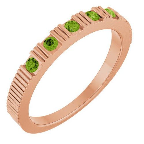 14K Rose Natural Peridot Stackable Ring