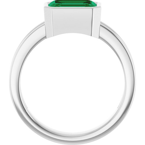 Sterling Silver Lab-Grown Emerald Ring