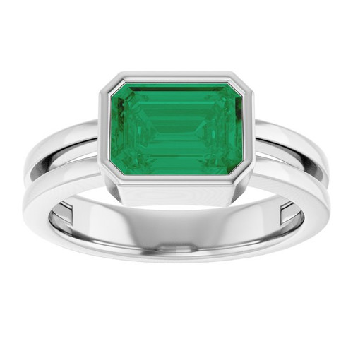 Platinum Lab-Grown Emerald Ring