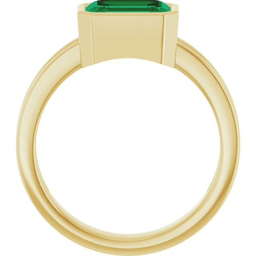 14K Yellow Lab-Grown Emerald Ring