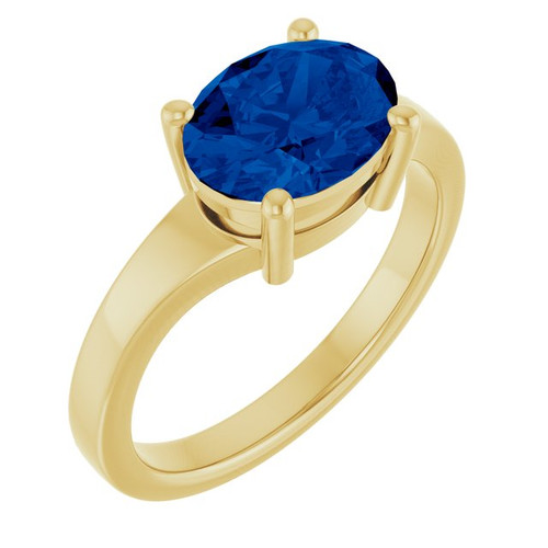 14K Yellow Lab-Grown Blue Sapphire Ring