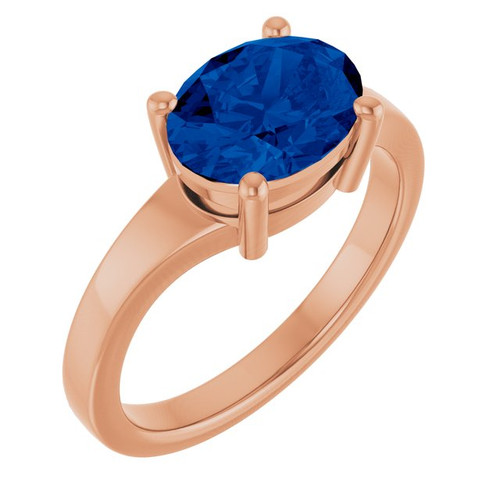 14K Rose Lab-Grown Blue Sapphire Ring