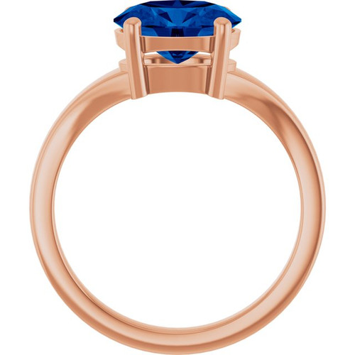14K Rose Lab-Grown Blue Sapphire Ring