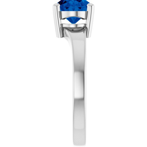 Sterling Silver Lab-Grown Blue Sapphire Ring
