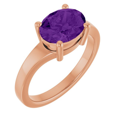 14K Rose Natural Amethyst Ring