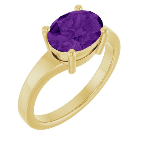 14K Yellow Natural Amethyst Ring