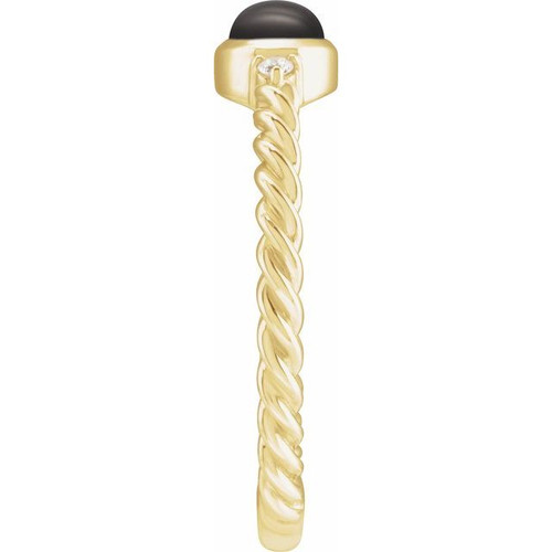 14K Yellow Natural Black Onyx & .03 CTW Natural Diamond Cabochon Ring