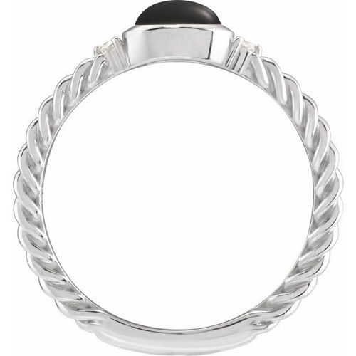 Platinum Natural Black Onyx & .03 CTW Natural Diamond Cabochon Ring