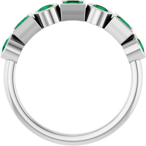 14K White Lab-Grown Emerald Stackable Ring