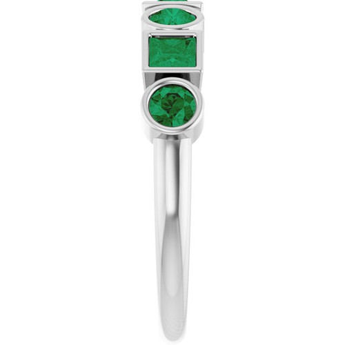 14K White Lab-Grown Emerald Stackable Ring