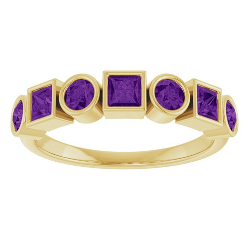 14K Yellow Natural Amethyst Stackable Ring