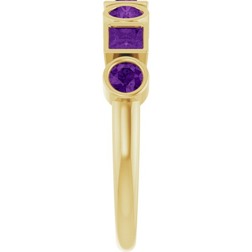 14K Yellow Natural Amethyst Stackable Ring