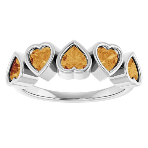 14K White Natural Citrine Ring