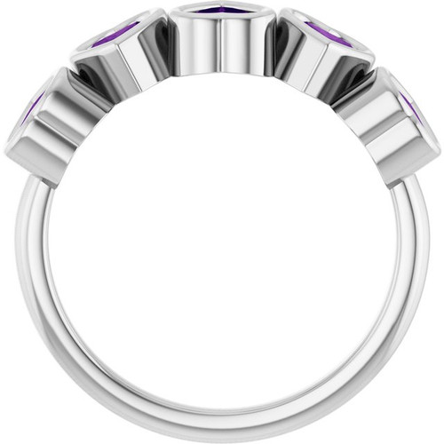 14K White Natural Amethyst Ring
