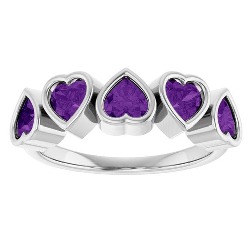14K White Natural Amethyst Ring