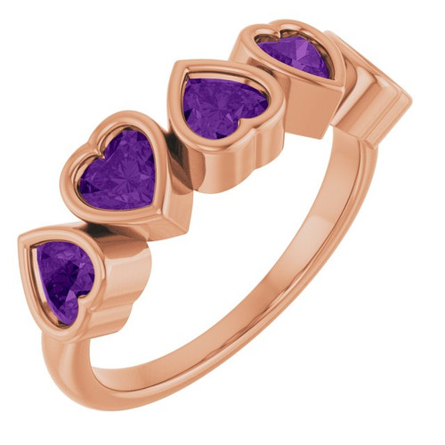 14K Rose Natural Amethyst Ring
