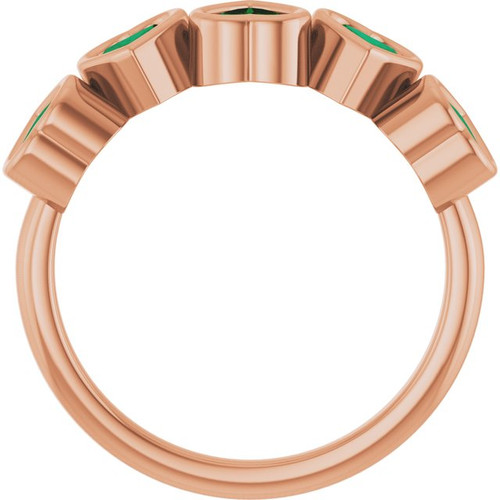 14K Rose Lab-Grown Emerald Ring