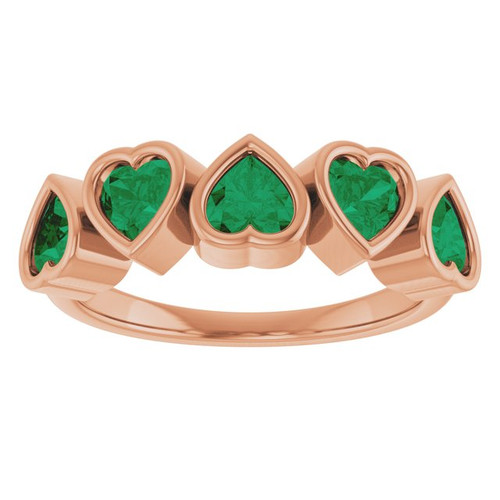 14K Rose Lab-Grown Emerald Ring