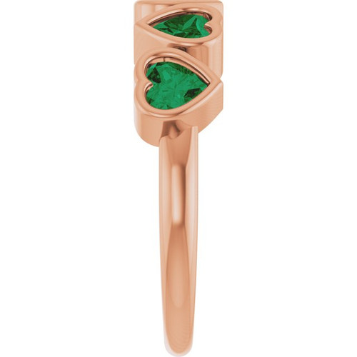 14K Rose Lab-Grown Emerald Ring