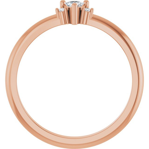 14K Rose Natural White Sapphire & .015 CTW Natural Diamond Ring