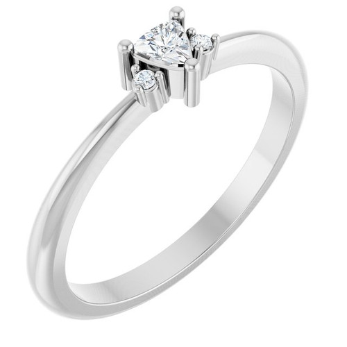 14K White Natural White Sapphire & .015 CTW Natural Diamond Ring
