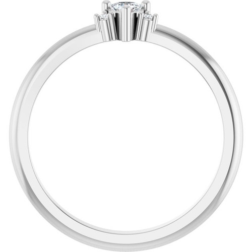 14K White Natural White Sapphire & .015 CTW Natural Diamond Ring