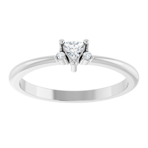 14K White Natural White Sapphire & .015 CTW Natural Diamond Ring