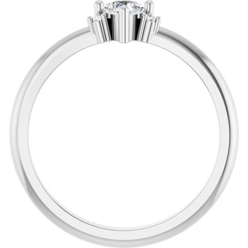 14K White Natural White Sapphire & .015 CTW Natural Diamond Ring