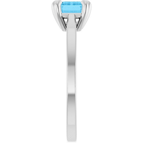 14K White Natural Swiss Blue Topaz Ring