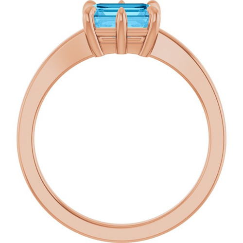 14K Rose Natural Swiss Blue Topaz Ring