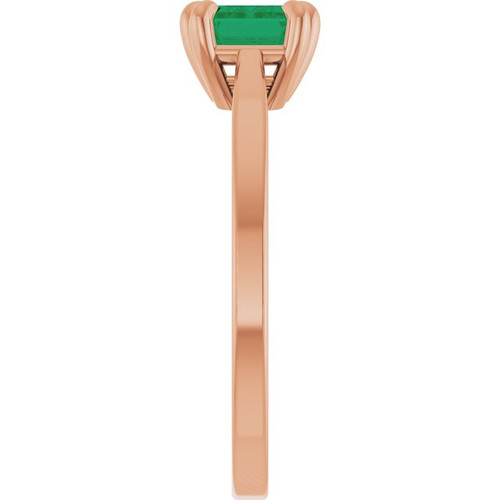 14K Rose Lab-Grown Emerald Ring