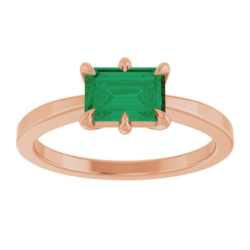 14K Rose Lab-Grown Emerald Ring