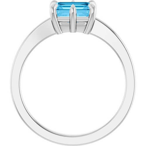 Platinum Natural Swiss Blue Topaz Ring