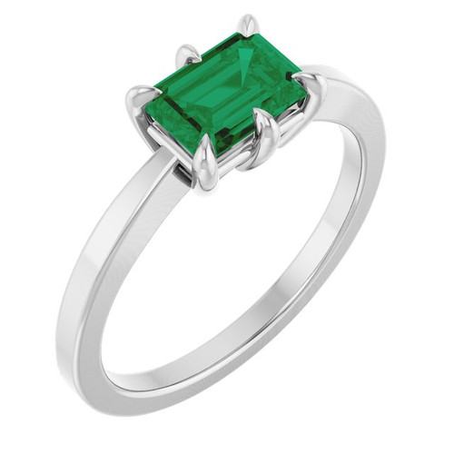 Platinum Lab-Grown Emerald Ring
