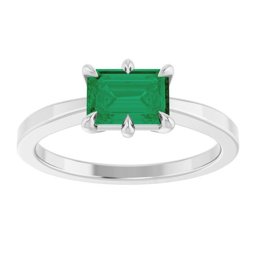 Platinum Lab-Grown Emerald Ring