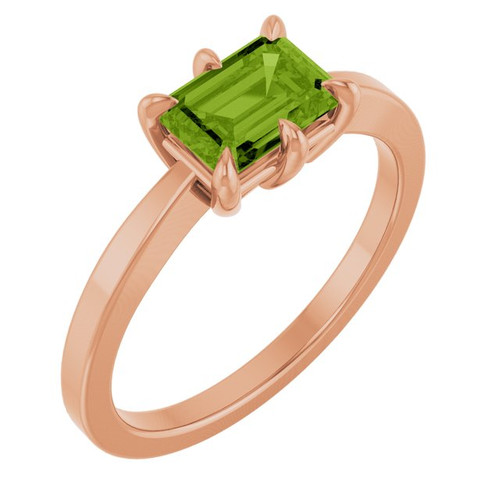 14K Rose Natural Peridot Ring