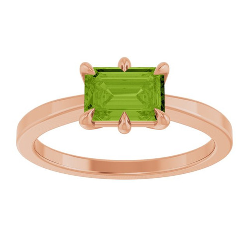 14K Rose Natural Peridot Ring