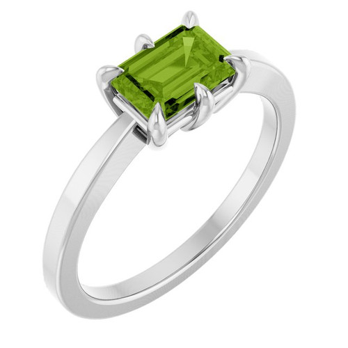 Platinum Natural Peridot Ring