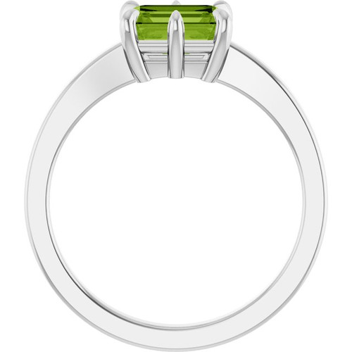 Platinum Natural Peridot Ring