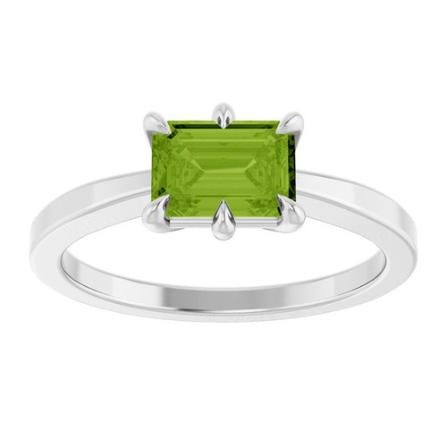 Platinum Natural Peridot Ring