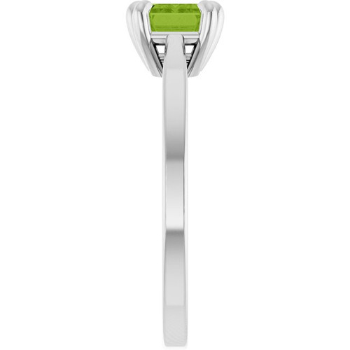 14K White Natural Peridot Ring