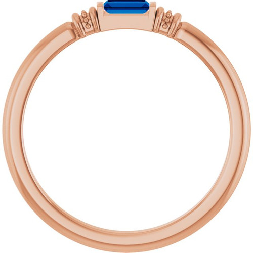 14K Rose Lab-Grown Blue Sapphire Stackable Ring