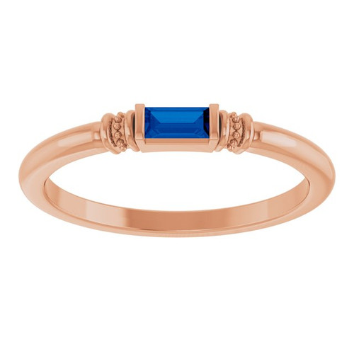 14K Rose Lab-Grown Blue Sapphire Stackable Ring
