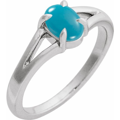 Sterling Silver Natural Turquoise Cabochon Ring