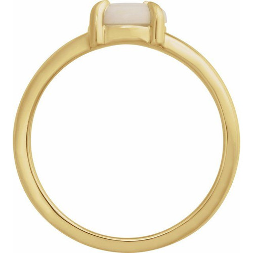 14K Yellow Natural White Opal Cabochon Ring