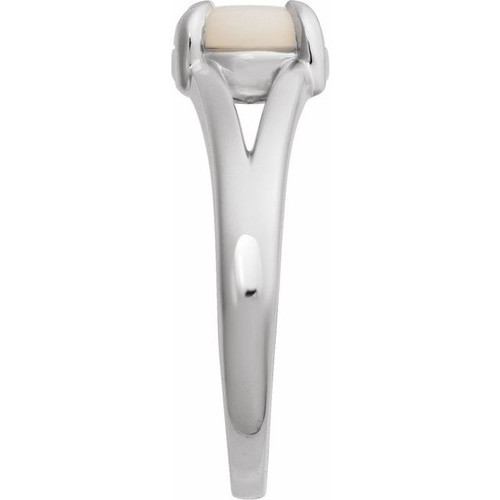 14K White Natural White Opal Cabochon Ring