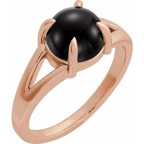 14K Rose Natural Onyx Cabochon Ring