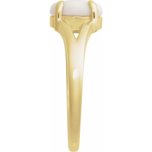14K Yellow Natural White Opal Cabochon Ring