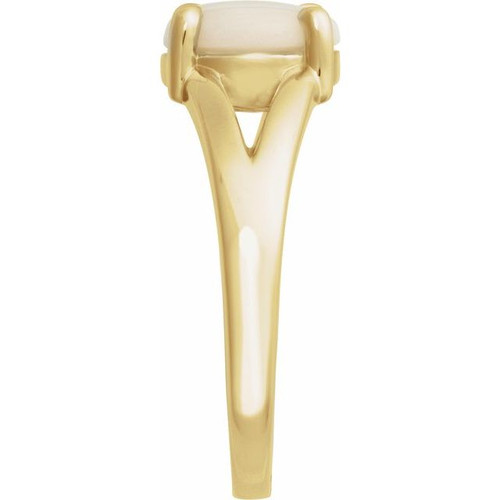 14K Yellow Natural White Opal Cabochon Ring